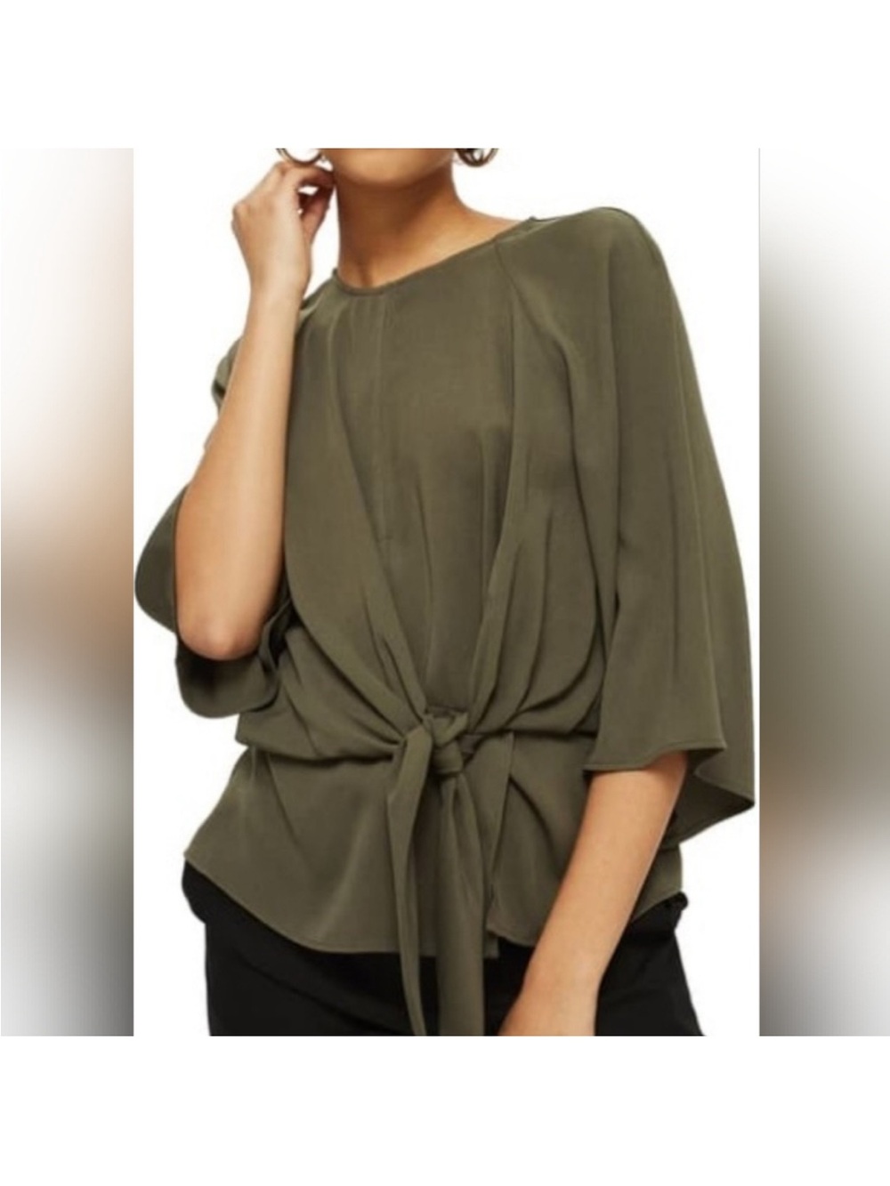 Topshop Front Knot Draped Cutout Blouse